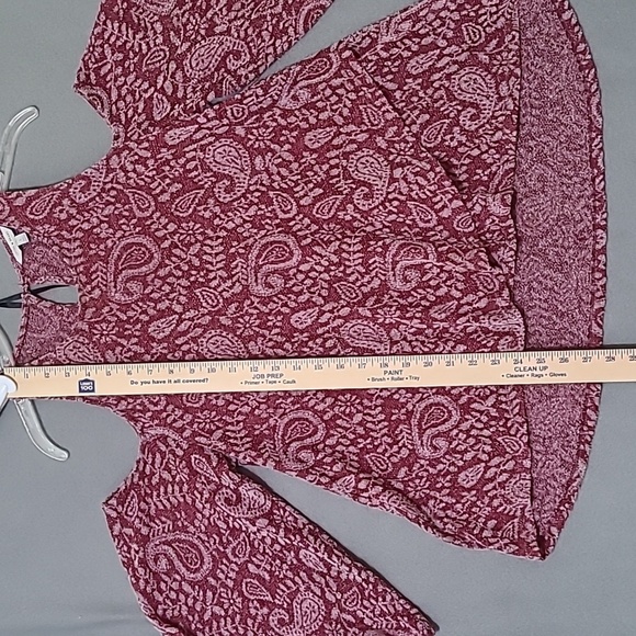 LUCKY‎ BRAND Women's Deep Red High-Low Cold Shoulder Blouse - Size Large - Picture 7 of 16